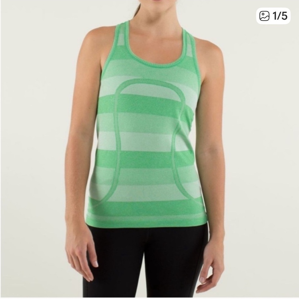 Lululemon Green Striped Tank Top